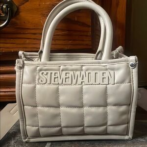 Steve Madden Cream Quilted Satchel Bag